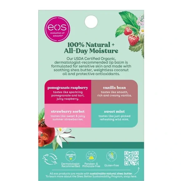 EOS | Bundle Natural Lip Balm Organic 4 Pack Smooth Balm Natural Classic & Minty - Picture 3 of 16